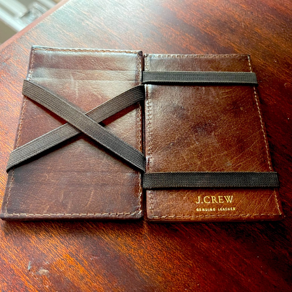 J Crew brown Leather fold spy wallet